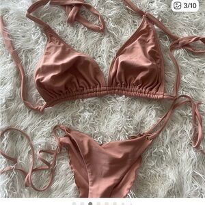Luli fama bottoms only Women's Dusty Rose Triangle Bikini Set